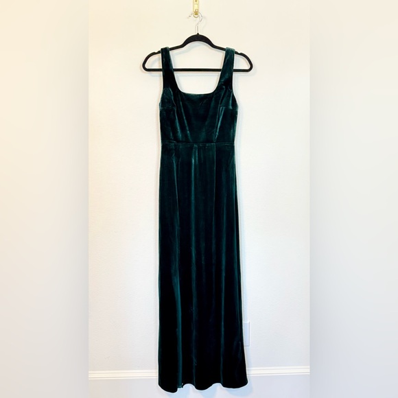 Lulus Emerald Green Velvet Sleeveless Square Neck Maxi Dress- Size Small - Picture 10 of 13